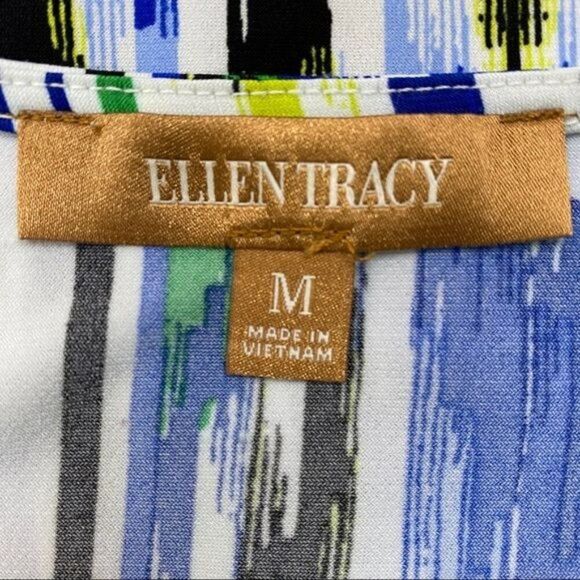 Ellen Tracy Tank Blouse Size Medium Blue Yellow - Picture 7 of 7